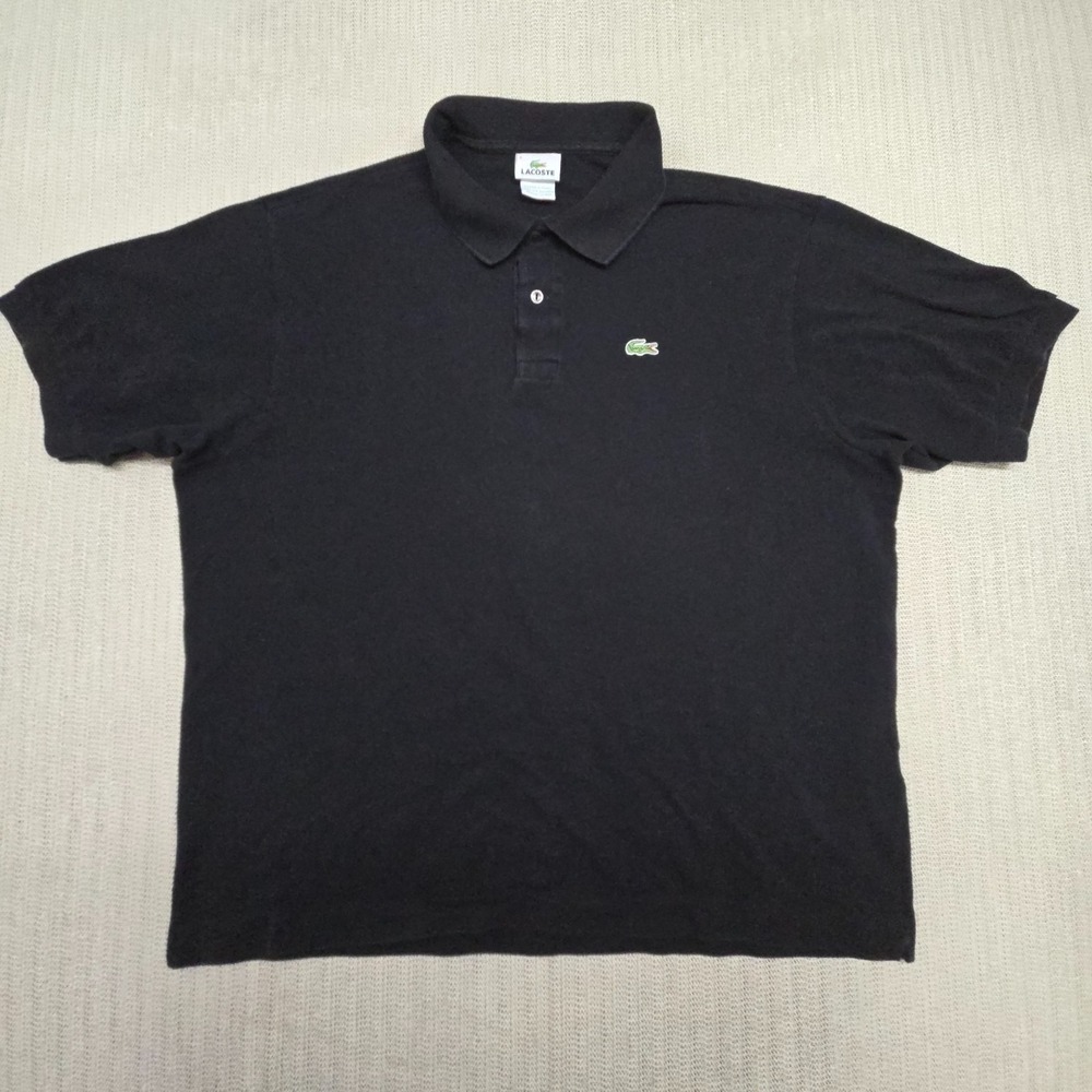Lacoste Polo Shirt Mens 2XL 8 Black Short Sleeve Croc Logo Pique Preppy
